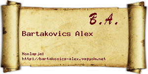 Bartakovics Alex névjegykártya